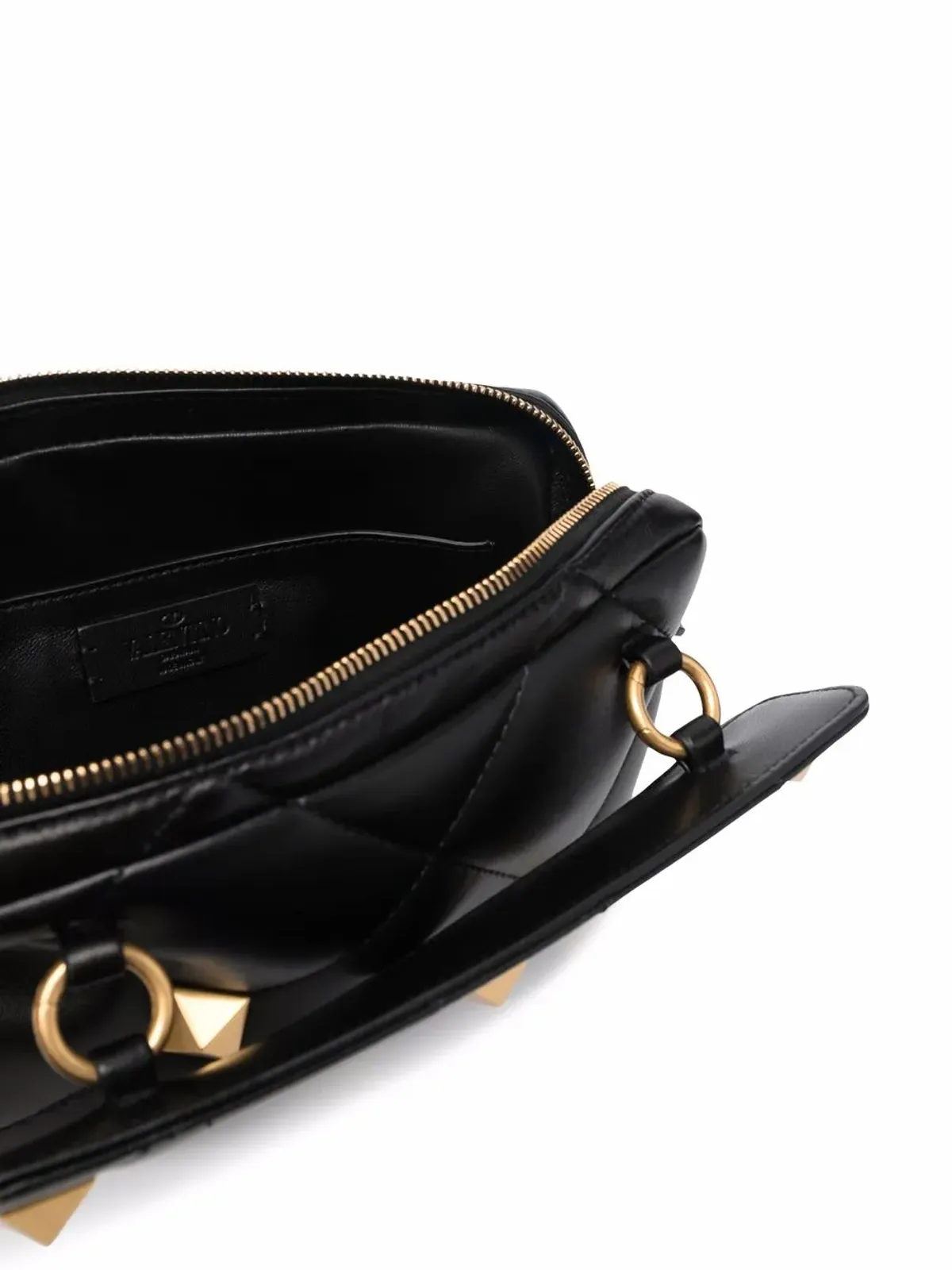 Valentino Garavani ローマンスタッド ダイヤモンドキルティング クラッチバッグ ブラック - 画像5