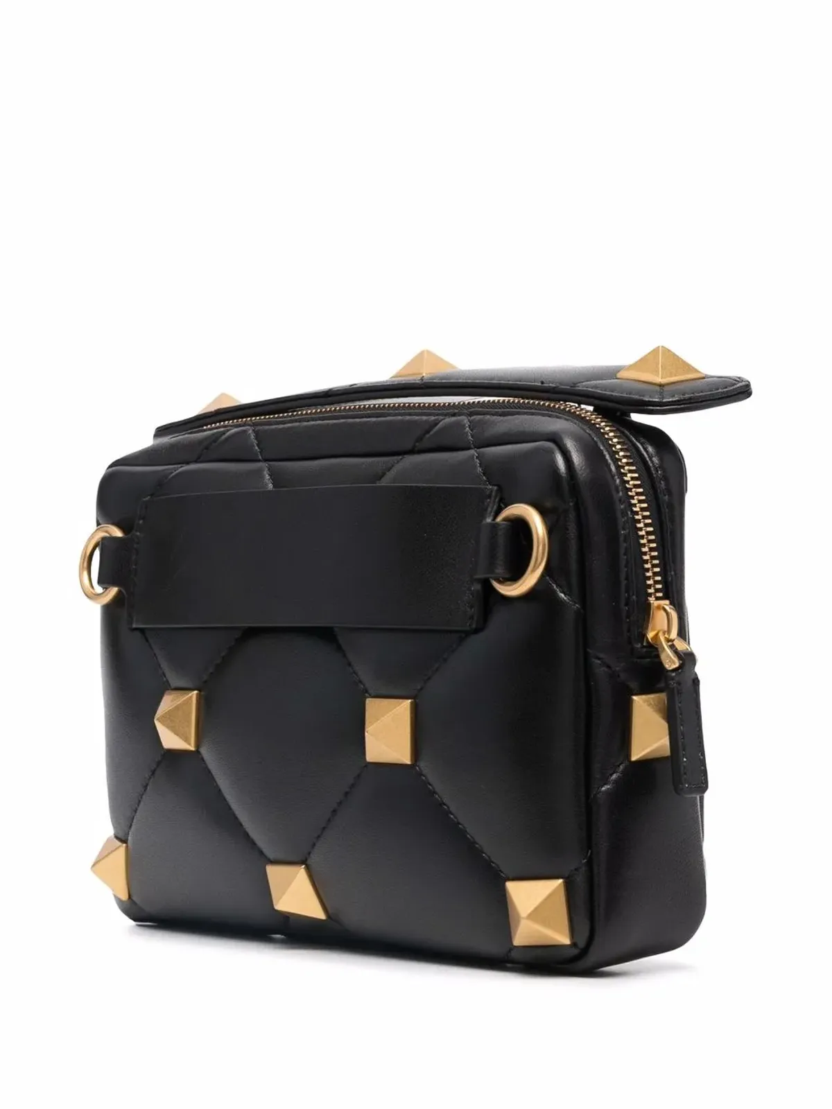 Valentino Garavani ローマンスタッド ダイヤモンドキルティング クラッチバッグ ブラック - 画像3