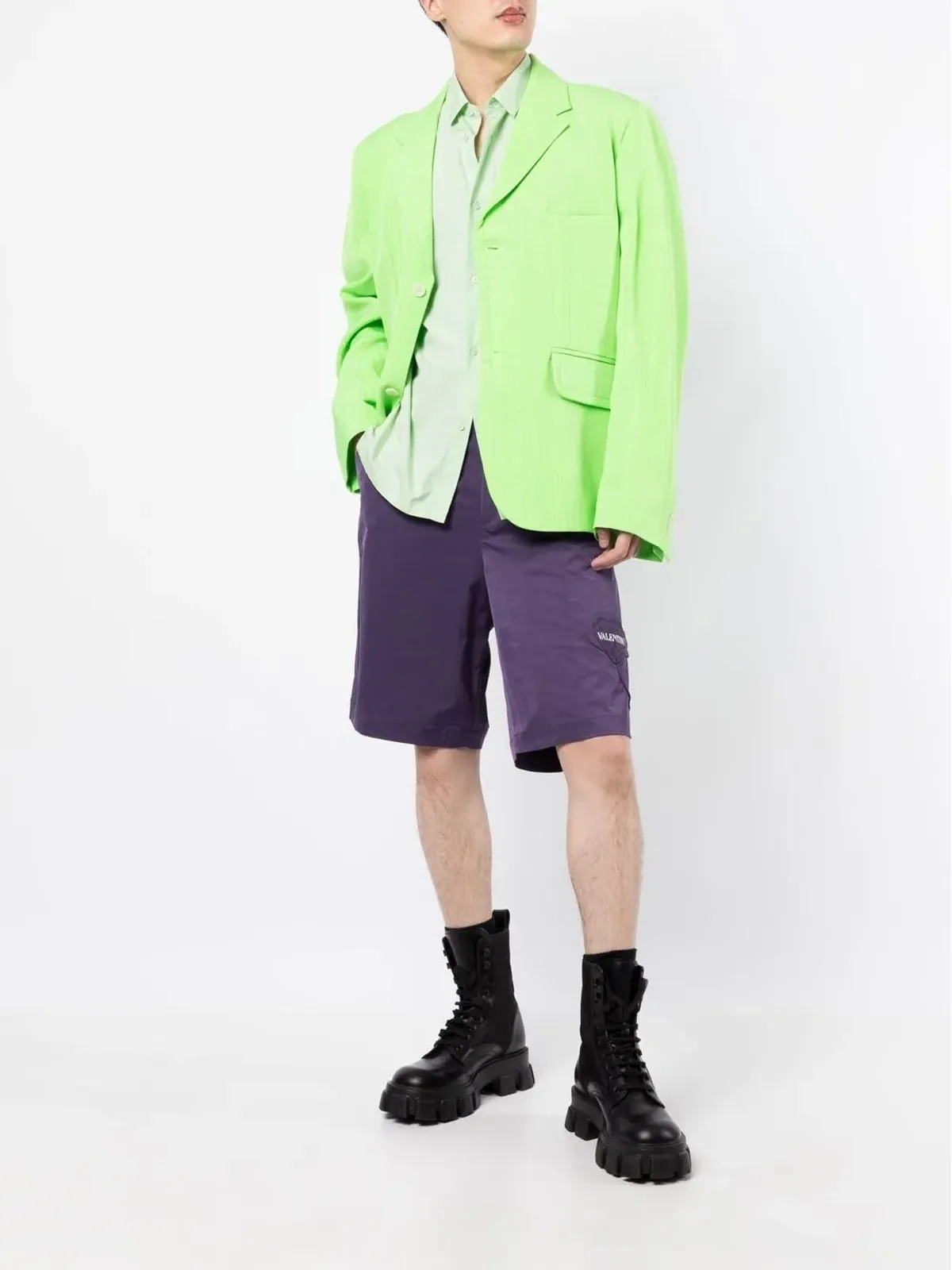Valentino Garavani floral-appliqué shorts - Purple - 画像2