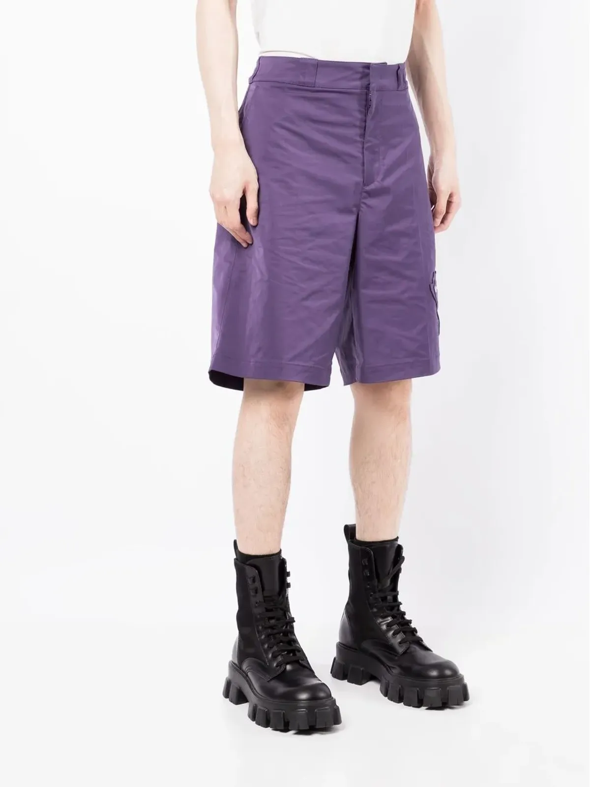 Valentino Garavani floral-appliqué shorts - Purple - 画像3