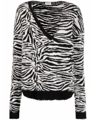 Saint Laurent ゼブラ柄リップドジャンパー - サムネイル1