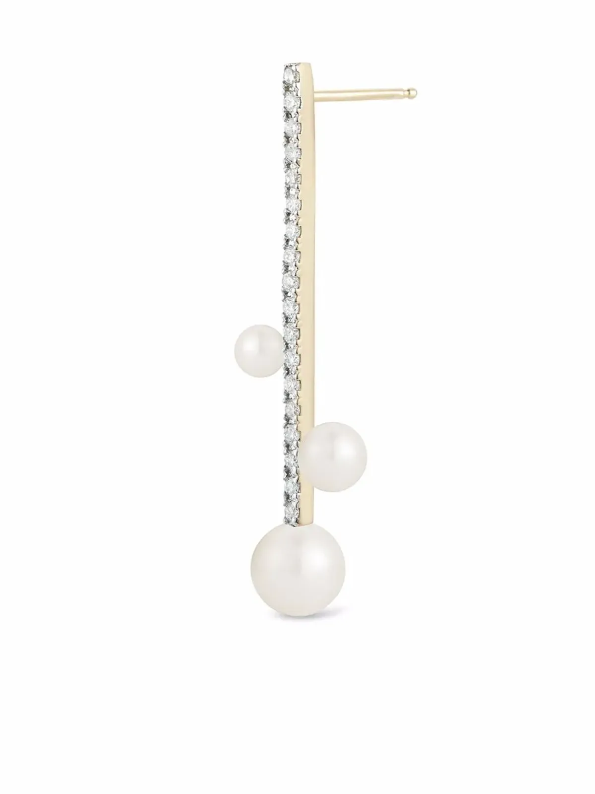 Mateo 14K イエローゴールド ダイヤモンド バー トリオ パール イヤリング - 画像2