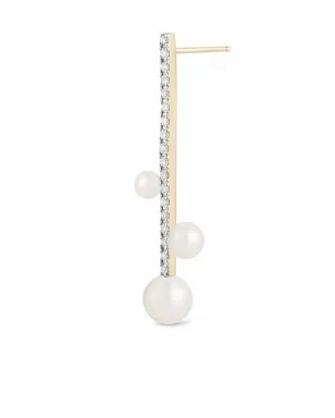 Mateo 14K イエローゴールド ダイヤモンド バー トリオ パール イヤリング - サムネイル2