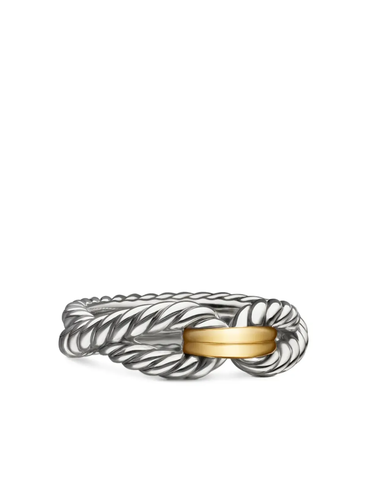 David Yurman 18K イエローゴールドとスターリングシルバー Cable Loop バンドリング - 画像1