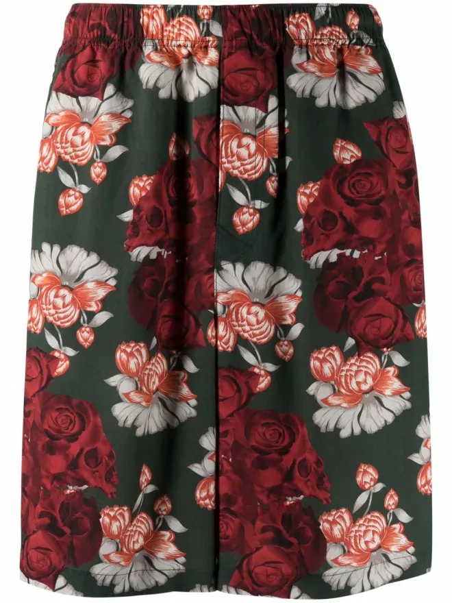 UNDERCOVER Undercover ローズプリントベルマダショーツ（グリーン）の商品画像
