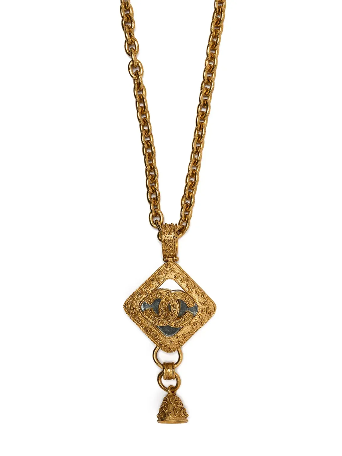 CHANEL ビンテージ 1994 CCベルチャームチェーンネックレス（ゴールド） - 画像1