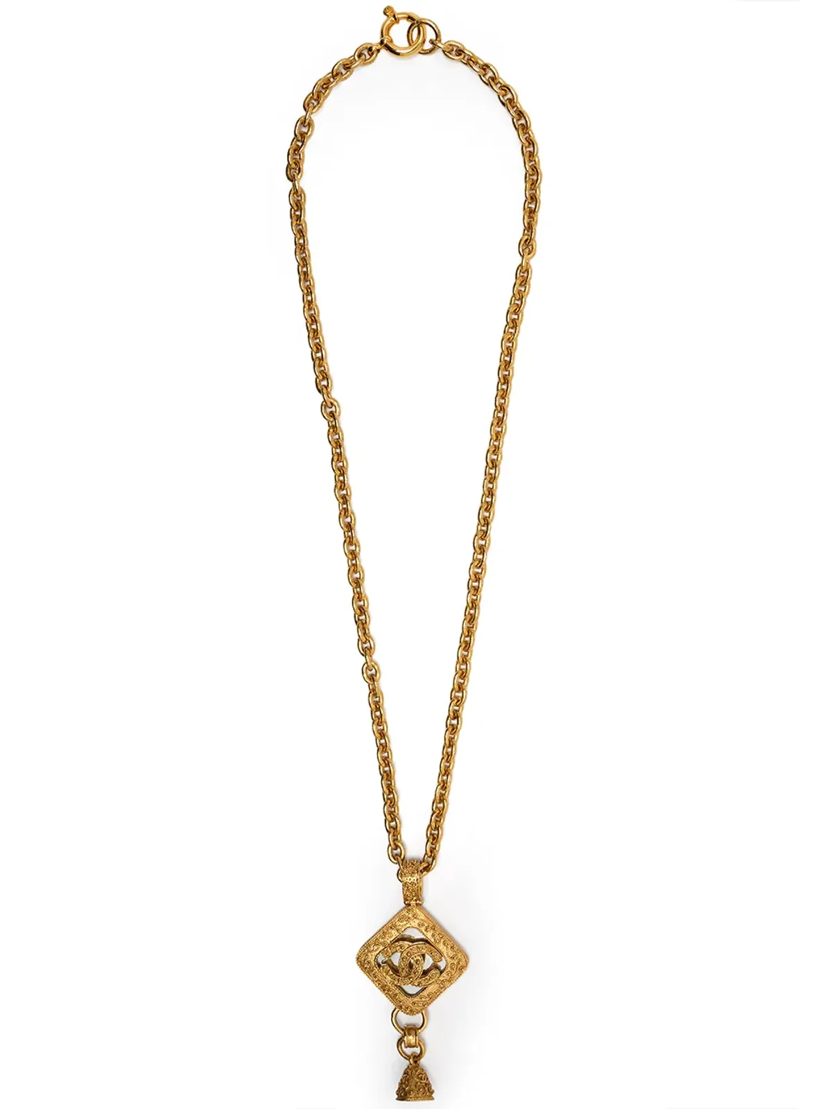 CHANEL ビンテージ 1994 CCベルチャームチェーンネックレス（ゴールド） - 画像3
