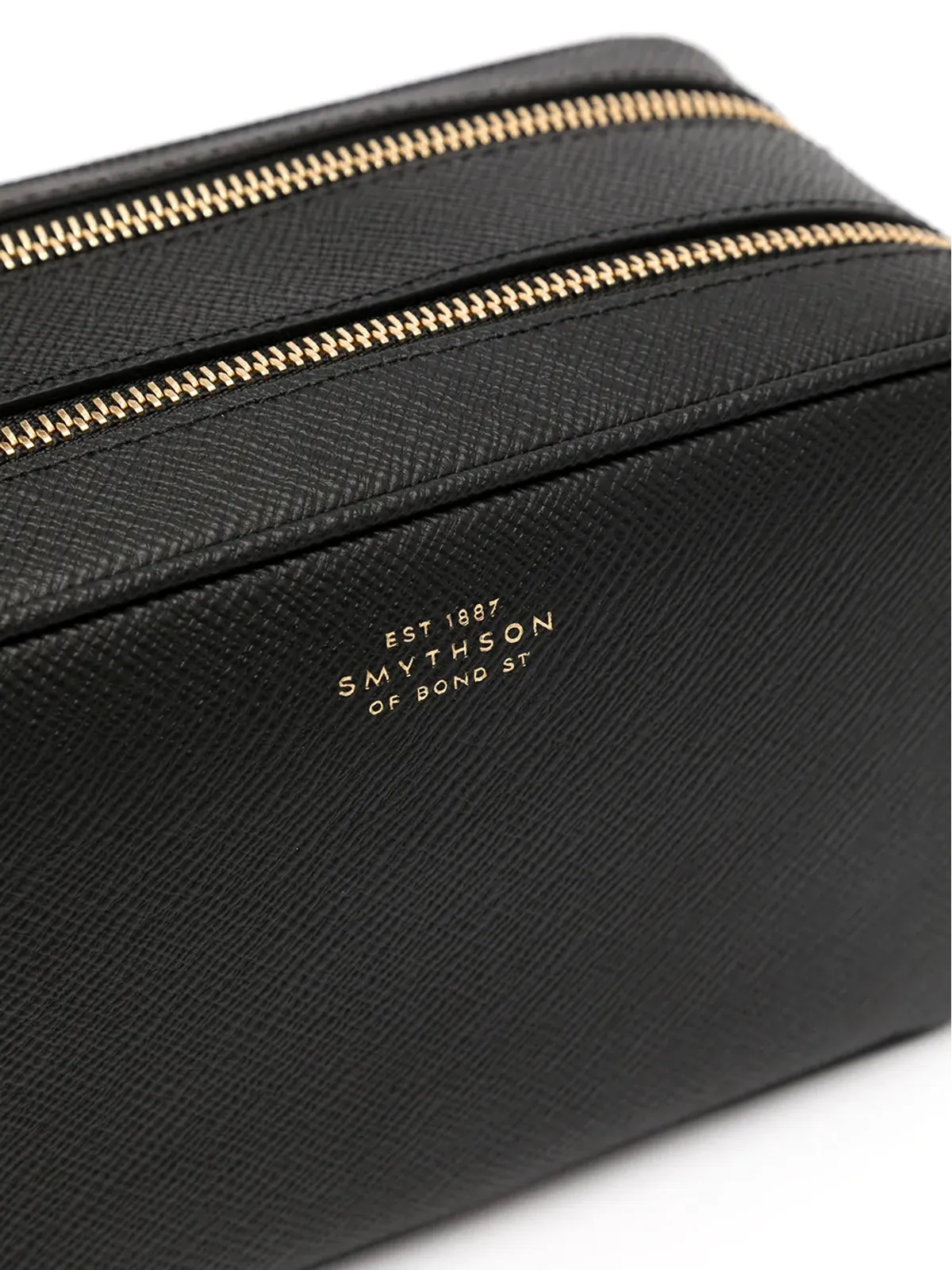 Smythson パナマ型押しレザー ジップアップ洗面用バッグ - ブラック - 画像3
