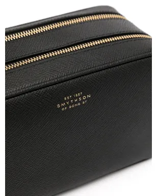 Smythson パナマ型押しレザー ジップアップ洗面用バッグ - ブラック - サムネイル3