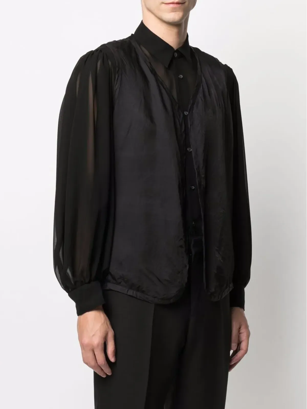 Black Comme Des Garçons ロゴ刺繍ジレ - 画像5