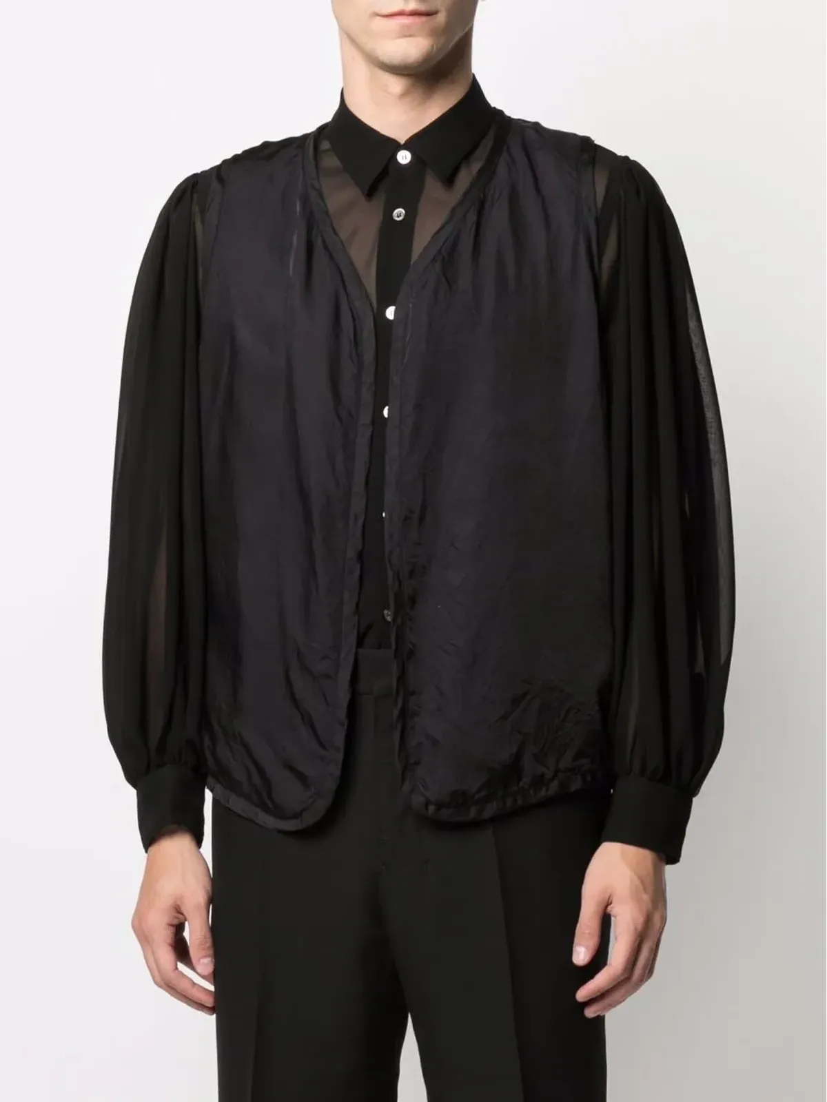 Black Comme Des Garçons ロゴ刺繍ジレ - 画像4