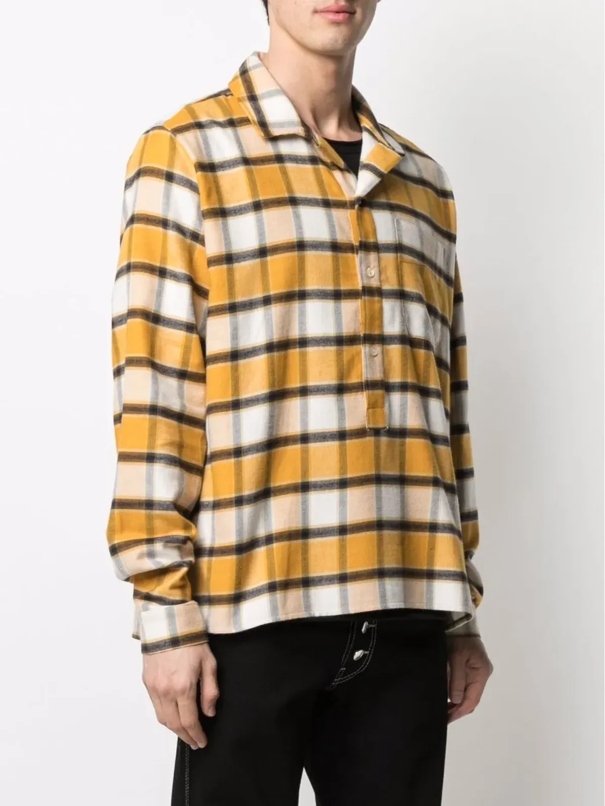 RHUDE チェック柄ボタンダウンシャツ イエロー - 画像3