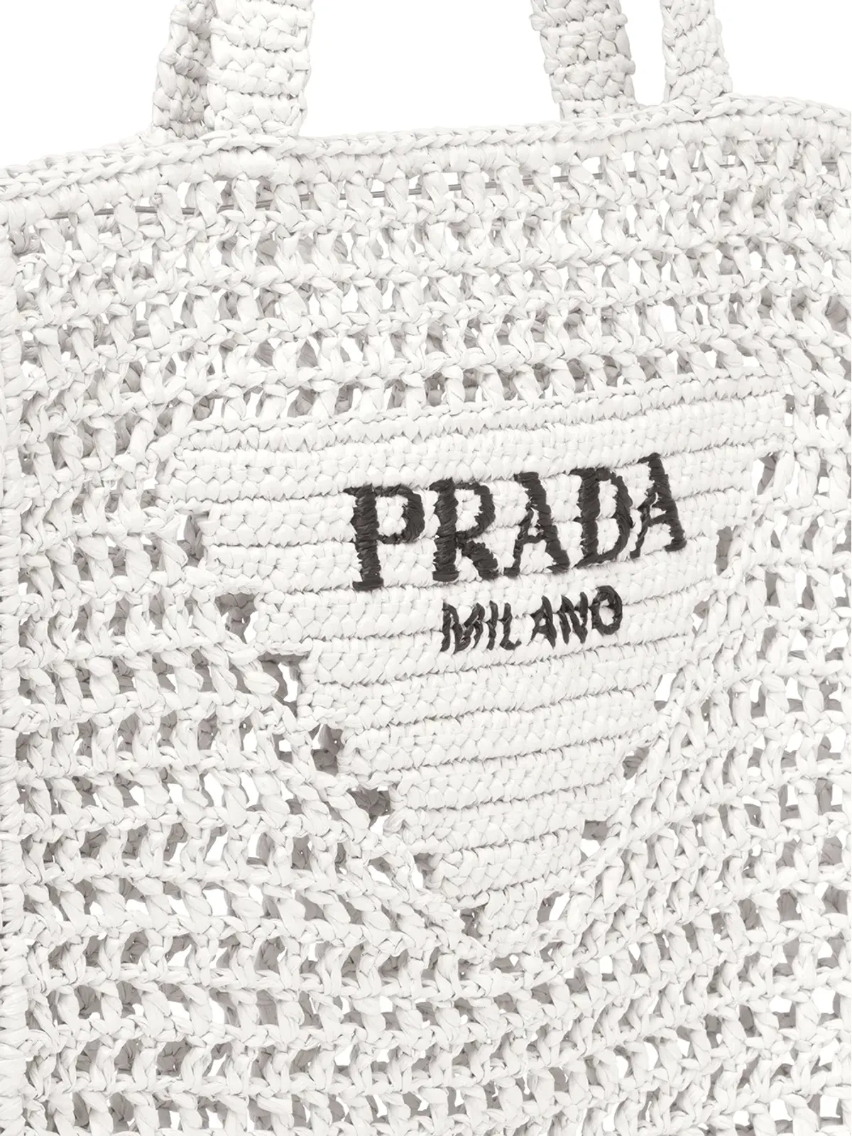 Prada ロゴプリント ラフィア トートバッグ - 画像4