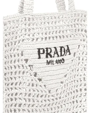 Prada ロゴプリント ラフィア トートバッグ - サムネイル4
