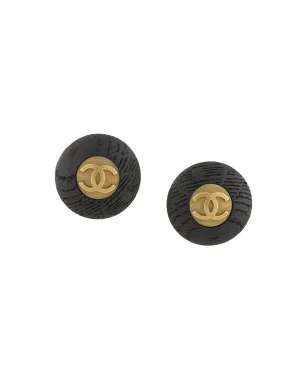 CHANEL Pre-Owned 1994 CCボタン クリップオン イヤリング - ブラック - サムネイル1