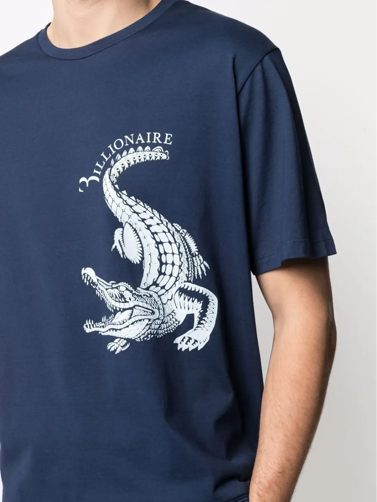 Billionaire クロコダイルモチーフ コットン Tシャツ - ブルー - 画像5