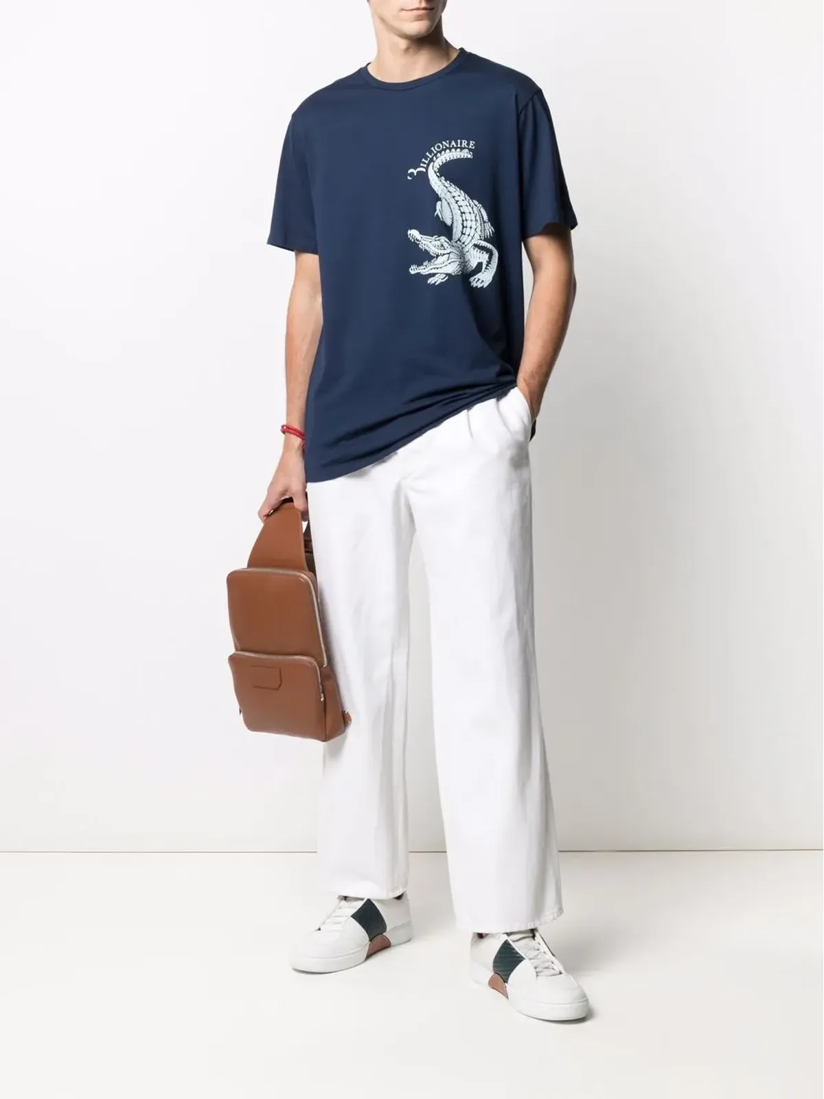 Billionaire クロコダイルモチーフ コットン Tシャツ - ブルー - 画像2