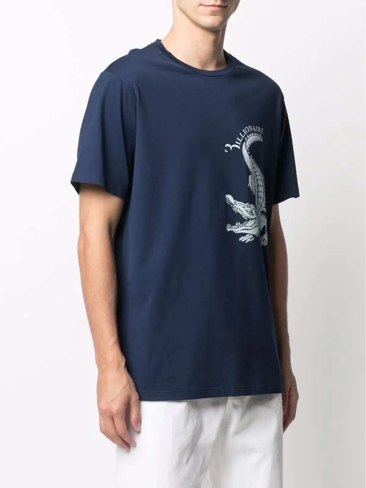 Billionaire クロコダイルモチーフ コットン Tシャツ - ブルー - 画像3