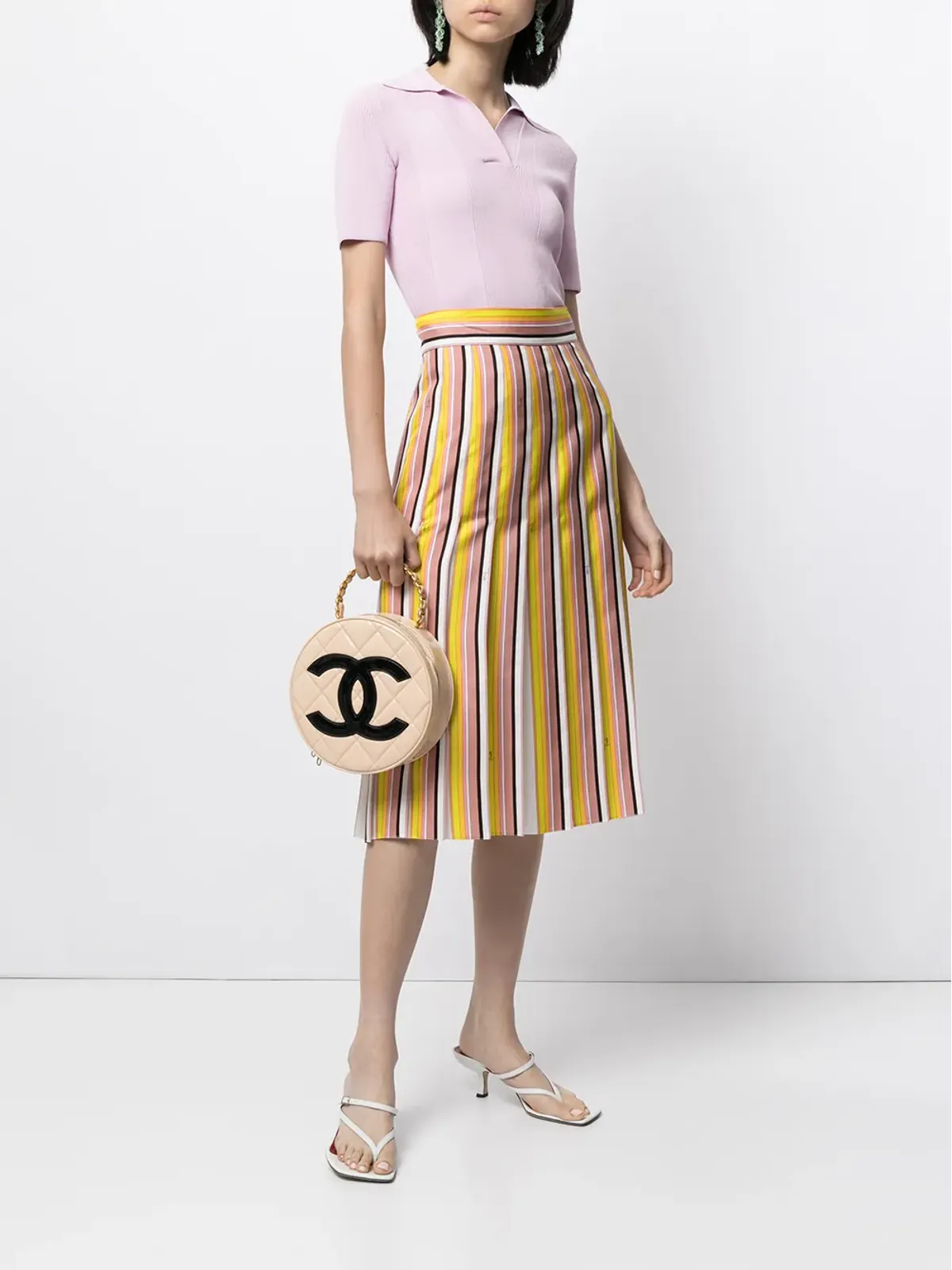 CHANEL Pre-Owned 1995 CC ダイヤモンドキルト ラウンドバッグ - 画像2