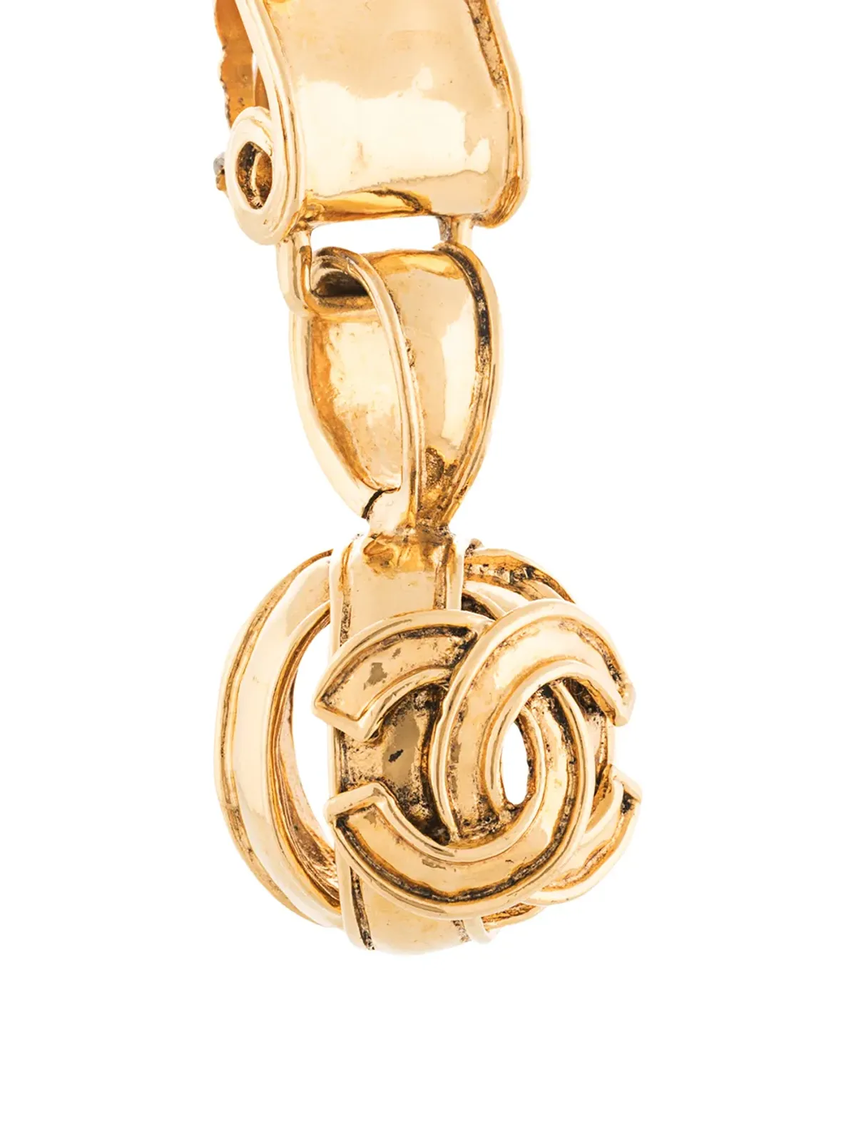CHANEL ビンテージ 1994 CC ダングリング クリップオン イヤリング - ゴールド - 画像3