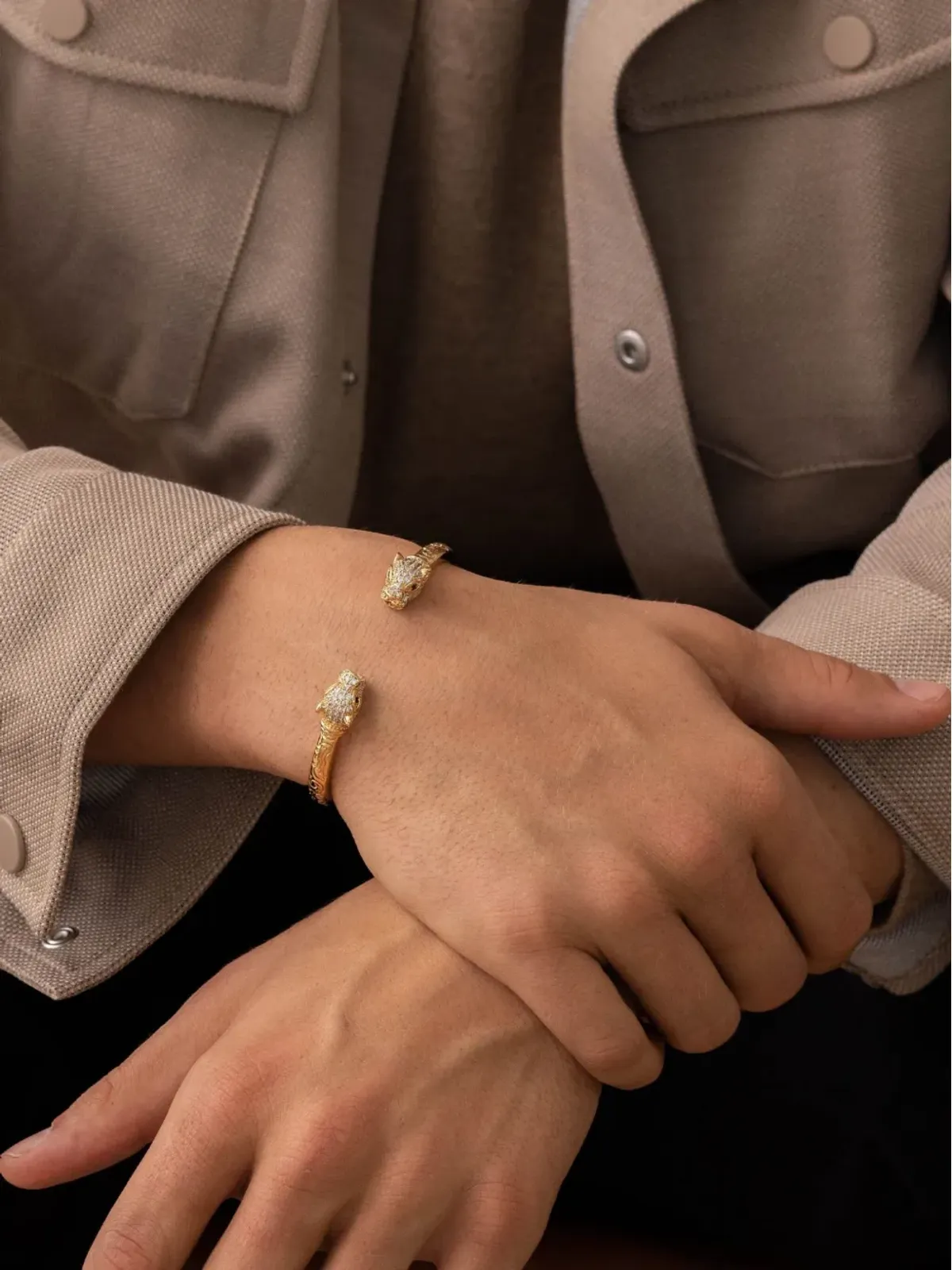 Nialaya Jewelry パンサー カフ ブレスレット - 画像2