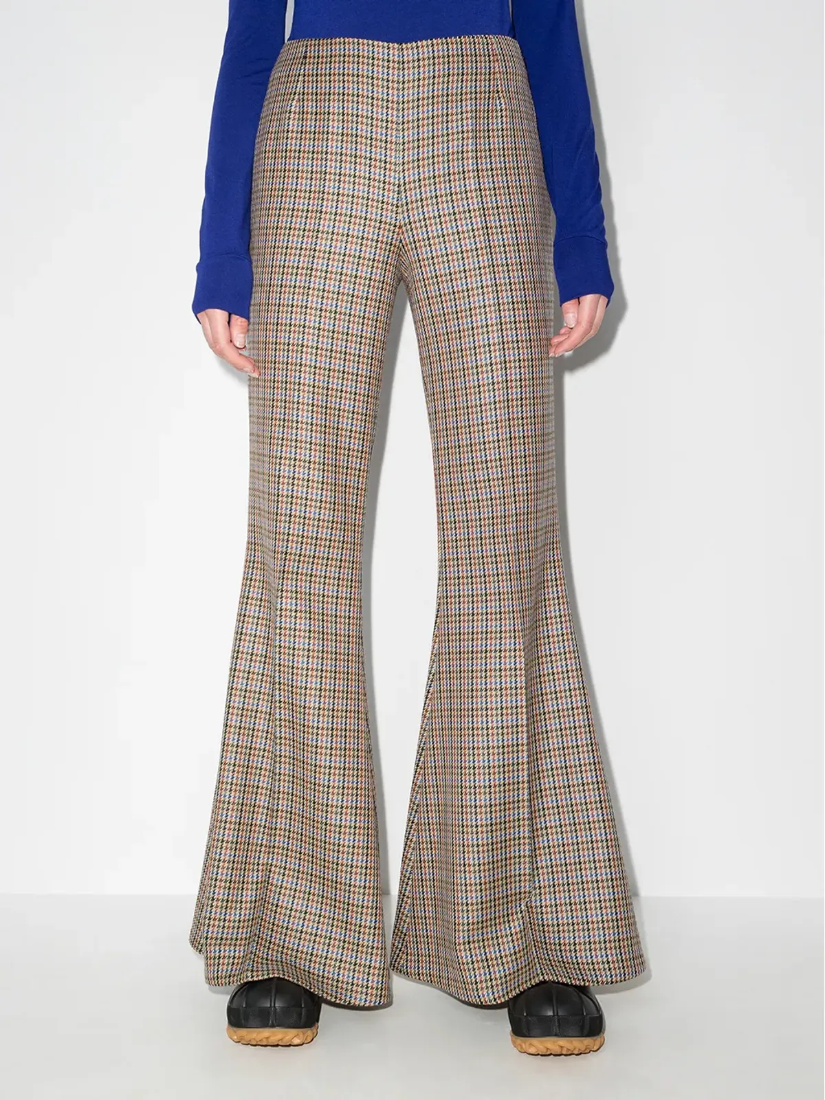 Stella McCartney ハウンドトゥース柄フレアパンツ - 画像2