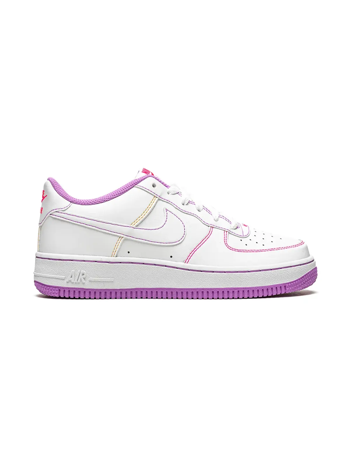 Nike Kids エアフォース1 ロー コンストラストステッチ - フューシャグロー スニーカー ホワイト - 画像2