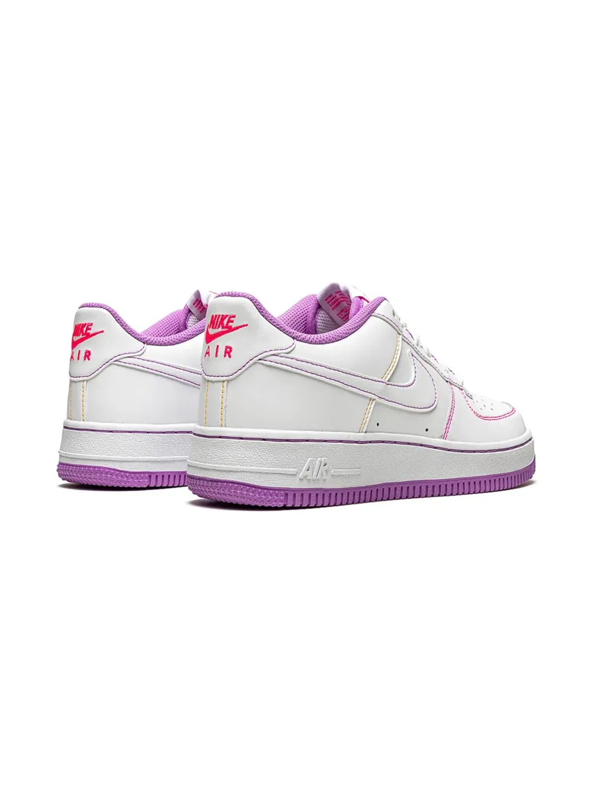 Nike Kids エアフォース1 ロー コンストラストステッチ - フューシャグロー スニーカー ホワイト - 画像3