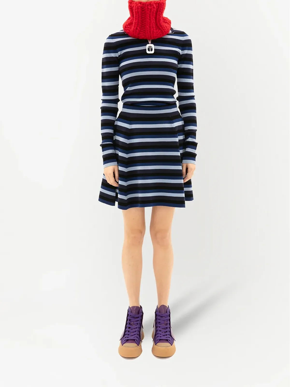 JW Anderson ストライプ柄フレアミニスカート - 画像2