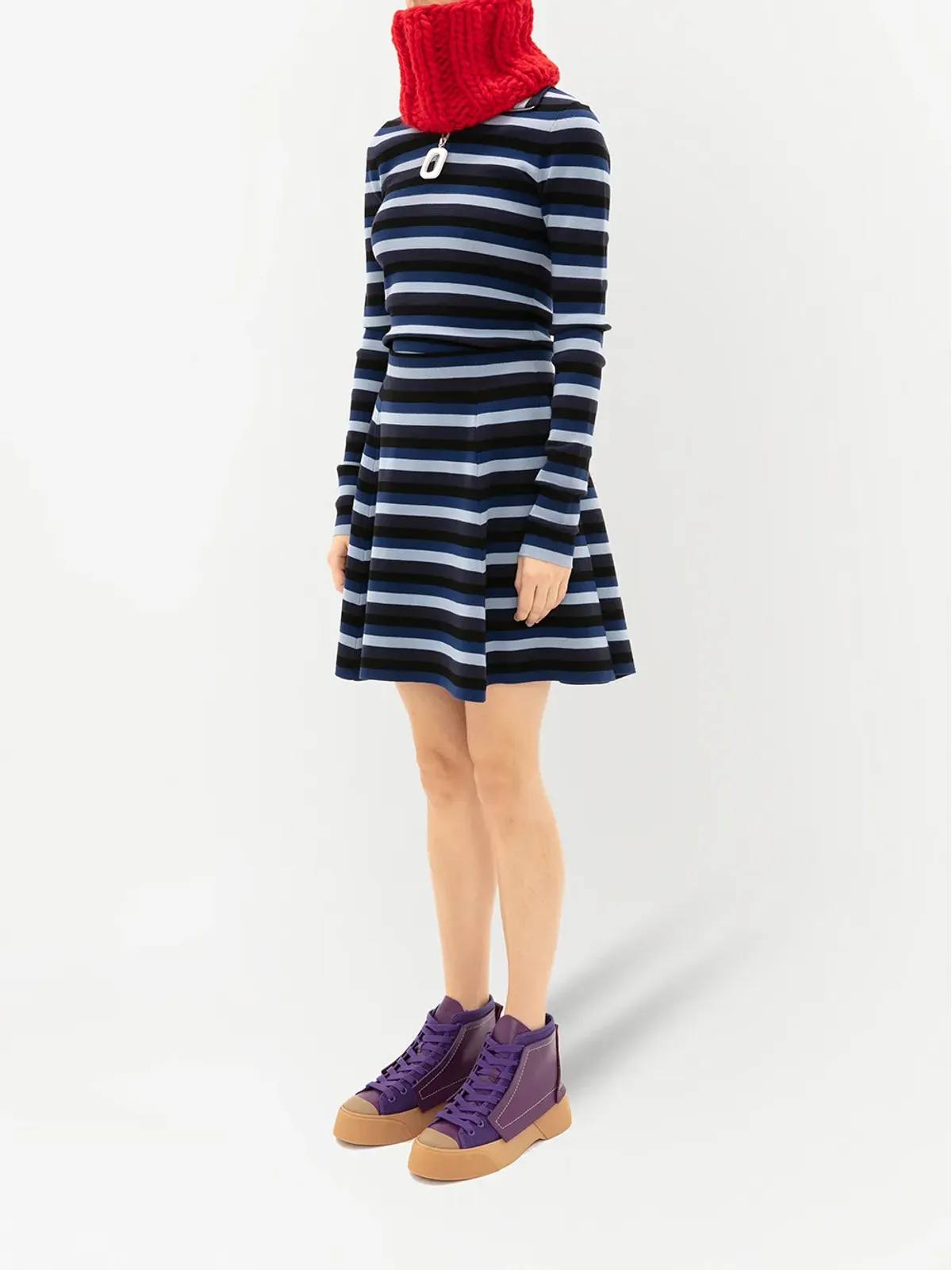 JW Anderson ストライプ柄フレアミニスカート - 画像3