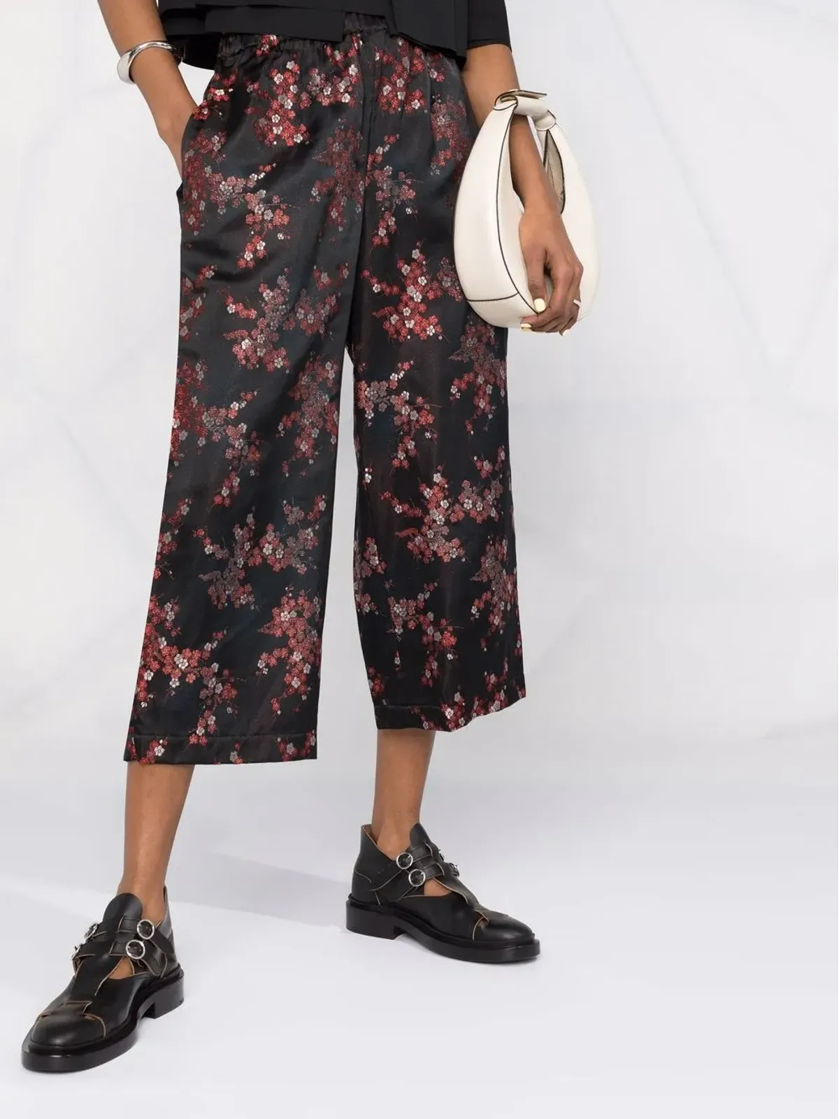 Comme Des Garçons Comme Des Garçons 花柄プリント クロップドパンツ - 画像5