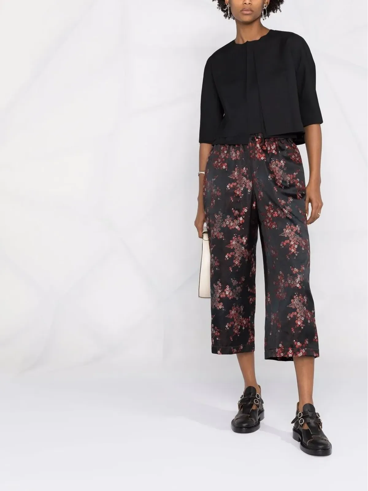 Comme Des Garçons Comme Des Garçons 花柄プリント クロップドパンツ - 画像2