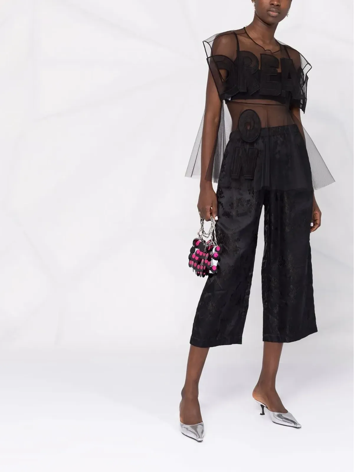 Comme Des Garçons Comme Des Garçons 花柄ジャカード クロップドパンツ - 画像2