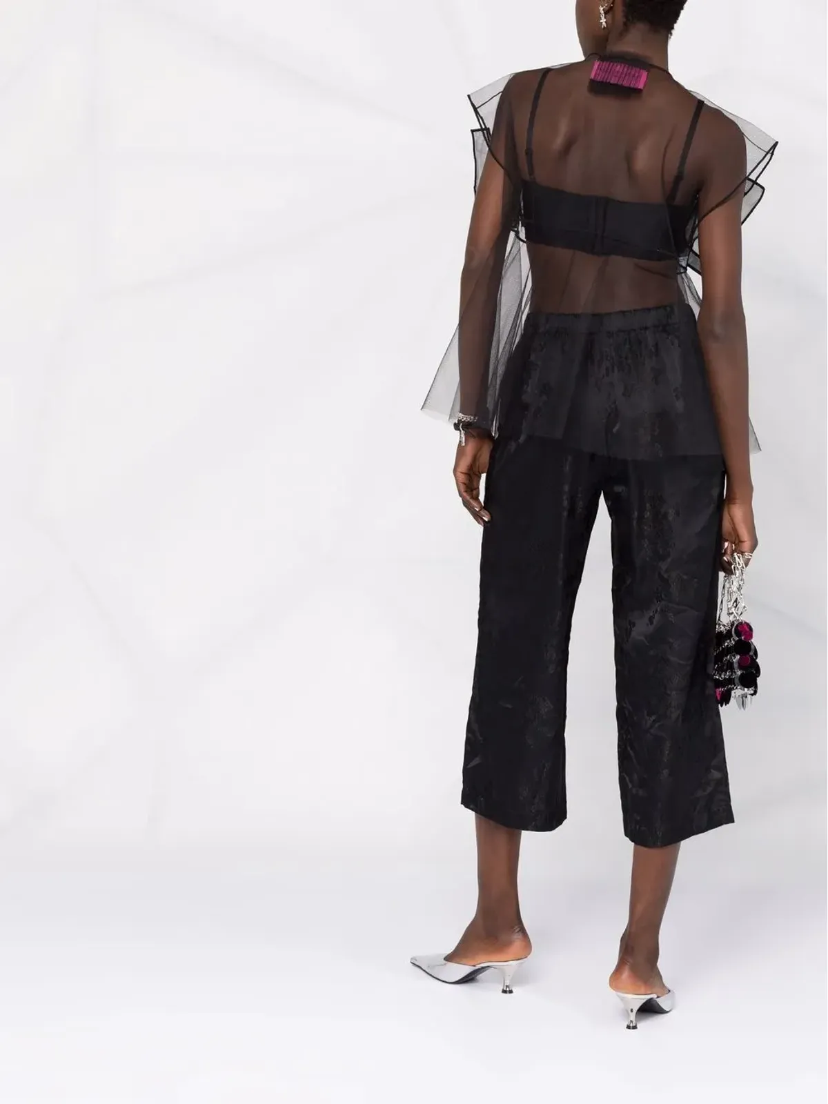 Comme Des Garçons Comme Des Garçons 花柄ジャカード クロップドパンツ - 画像4