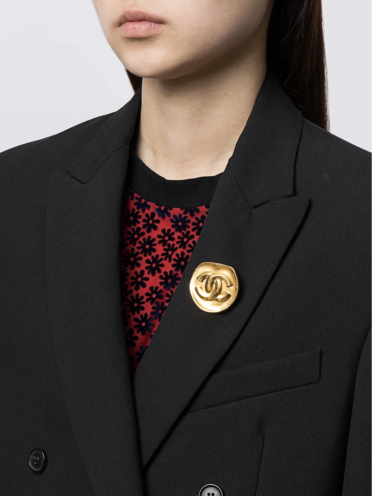 CHANEL ビンテージ CCロゴ丸型ブローチ - 画像2