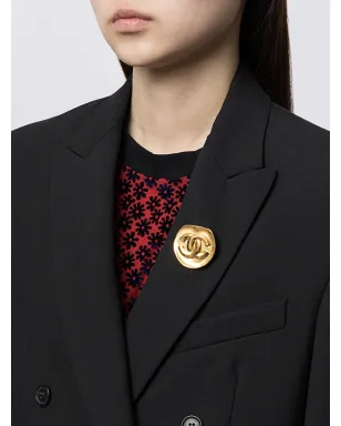 CHANEL ビンテージ CCロゴ丸型ブローチ - サムネイル2