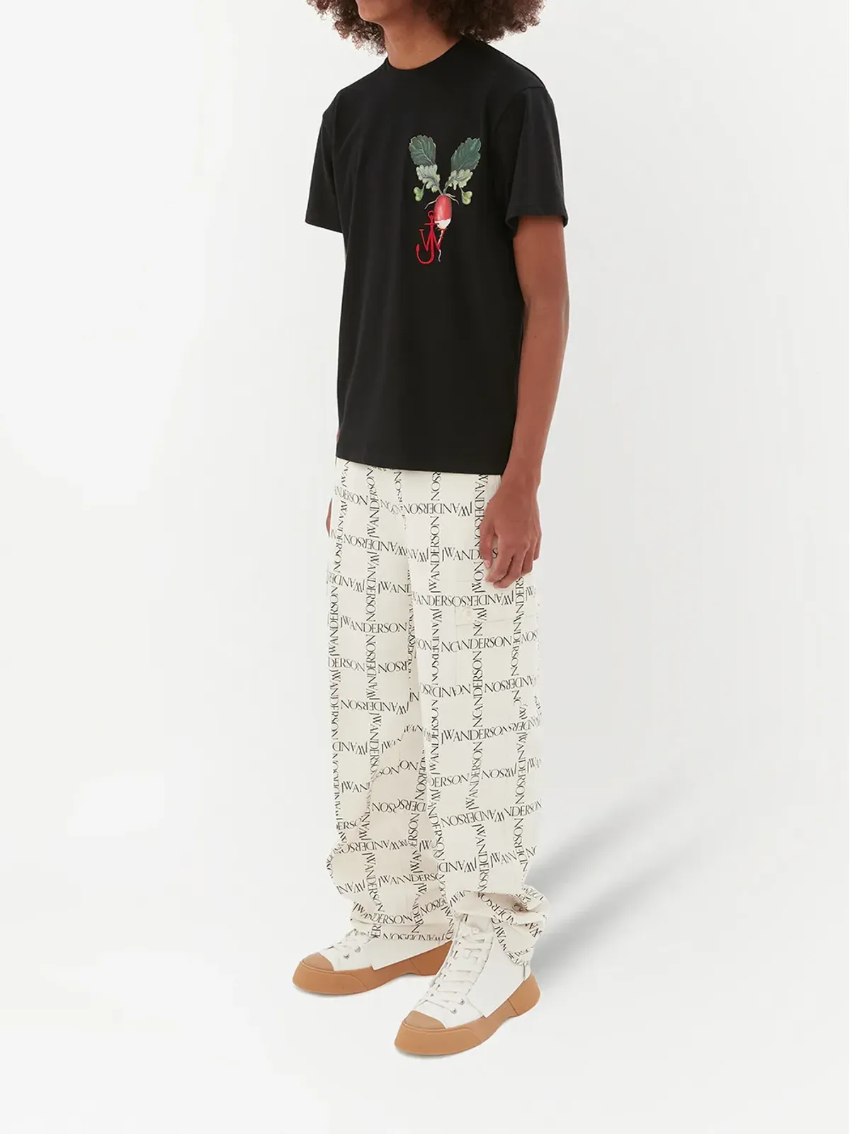 JW Anderson ロゴプリントストレートレッグパンツ - 画像3