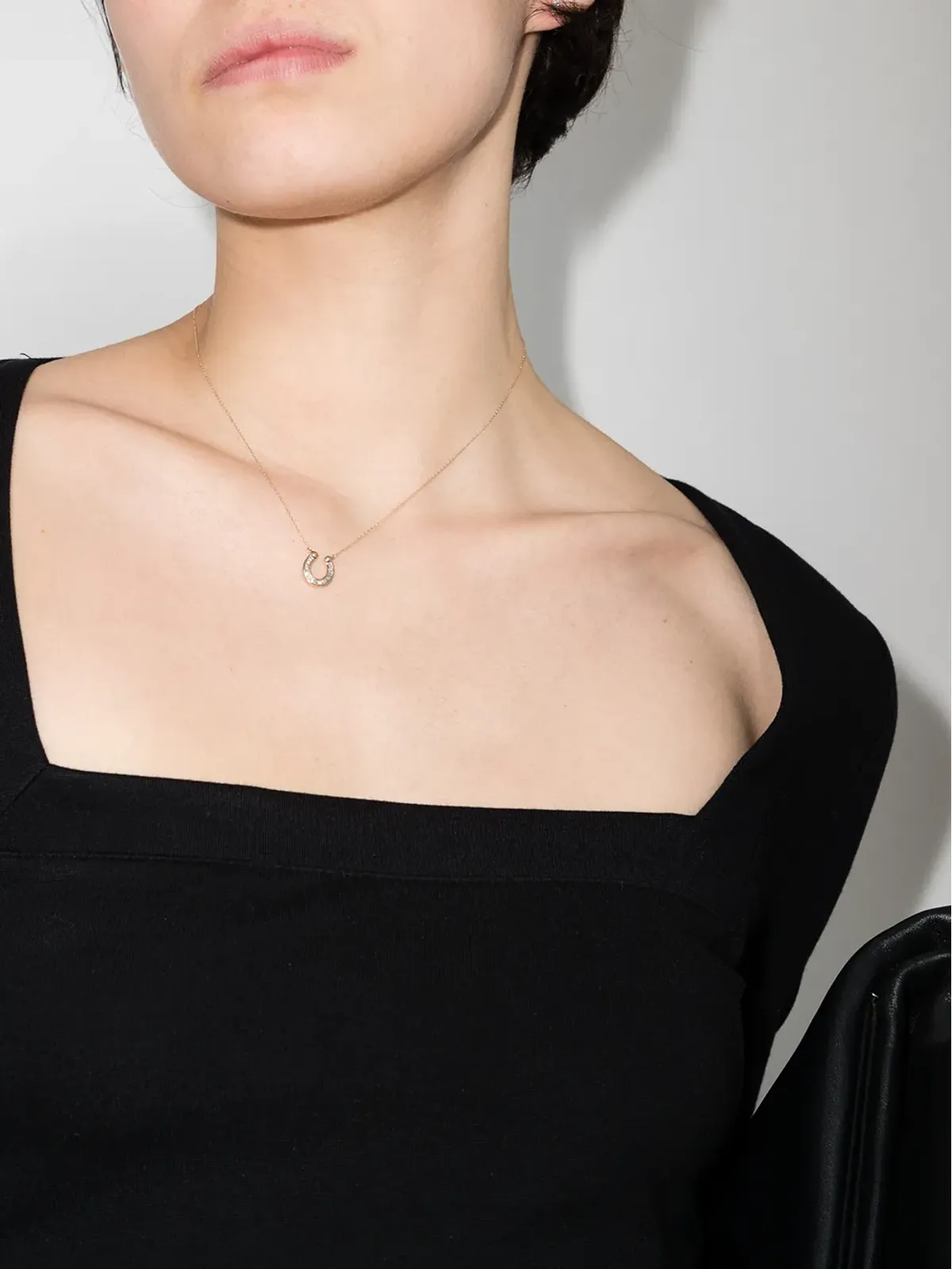 Adina Reyter 14K イエローゴールド ダイヤモンド ホースシュー ネックレス - 画像2