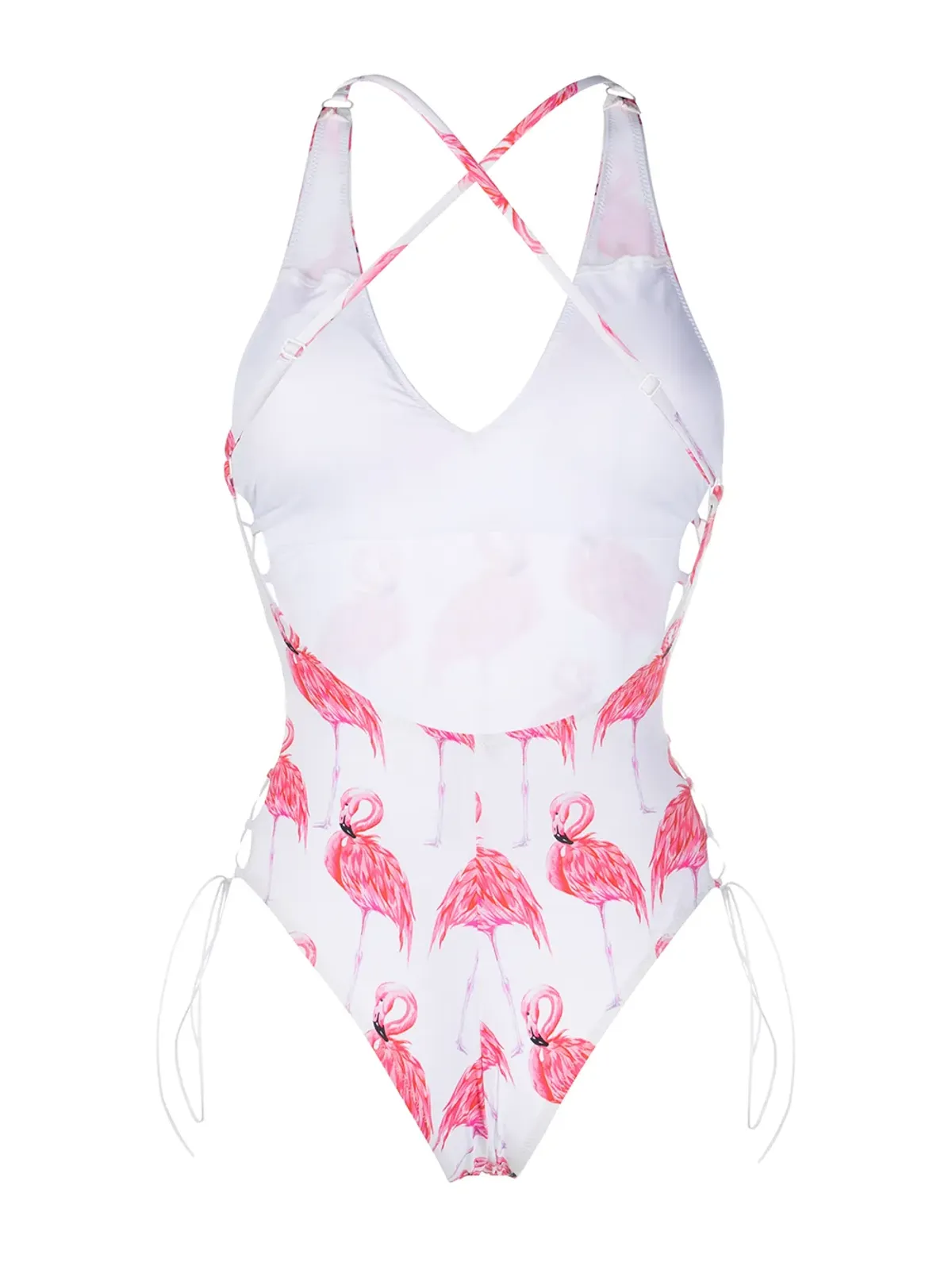 Noire Swimwear フラミンゴプリント レースアップ ワンピース水着 - 画像2
