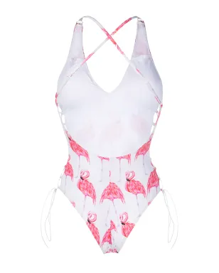 Noire Swimwear フラミンゴプリント レースアップ ワンピース水着 - サムネイル2