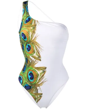 Noire Swimwear ピーコック柄のワンショルダースイムスーツ - サムネイル1
