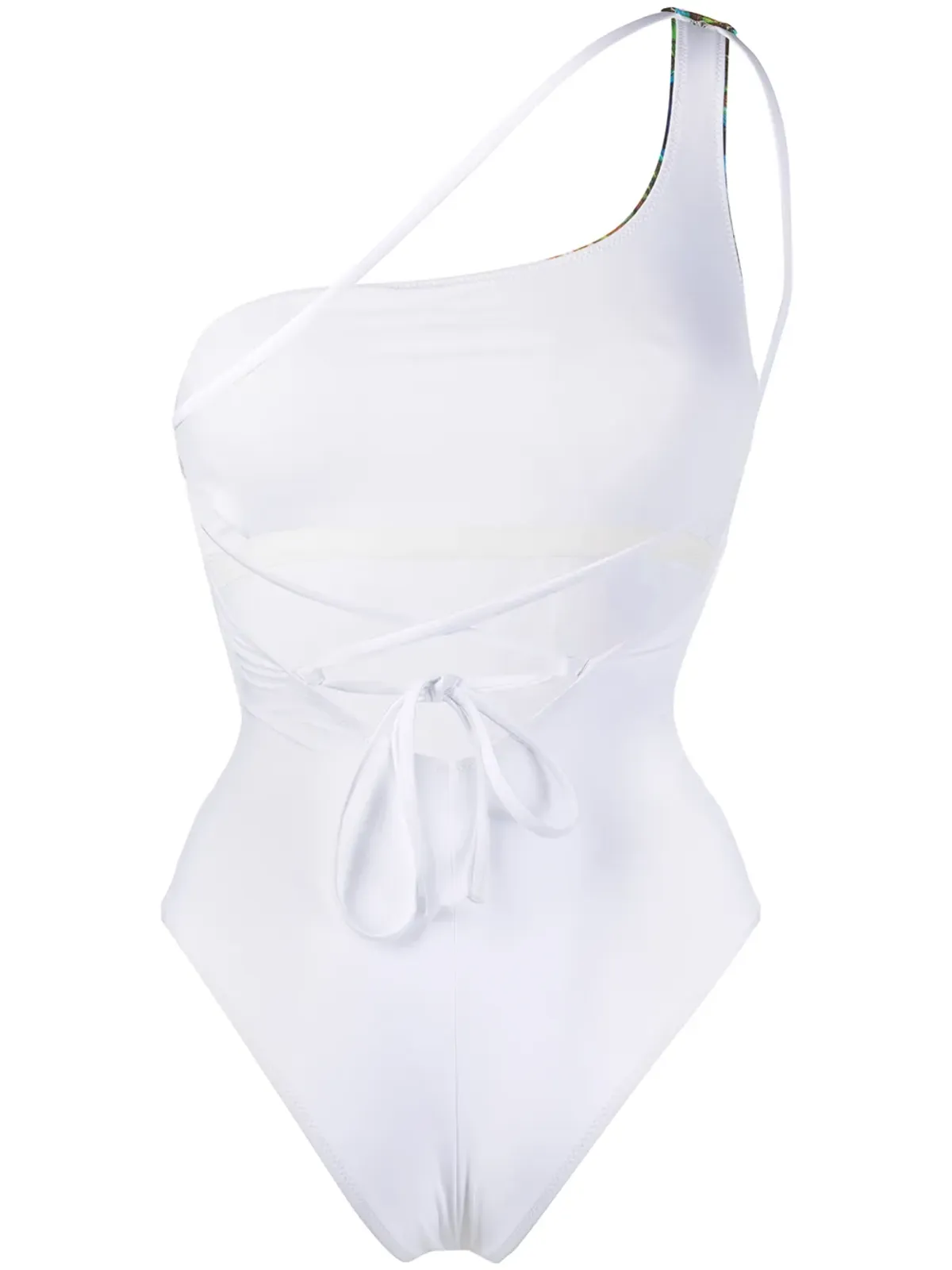 Noire Swimwear ピーコック柄のワンショルダースイムスーツ - 画像2