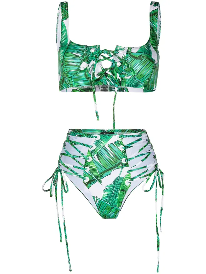 Noire Swimwear Noire Swimwear ジャングル柄ハイウエストビキニボトムス（グリーン）の商品画像