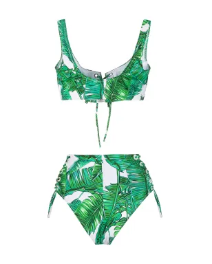 Noire Swimwear ジャングル柄ハイウエストビキニボトムス（グリーン） - サムネイル2