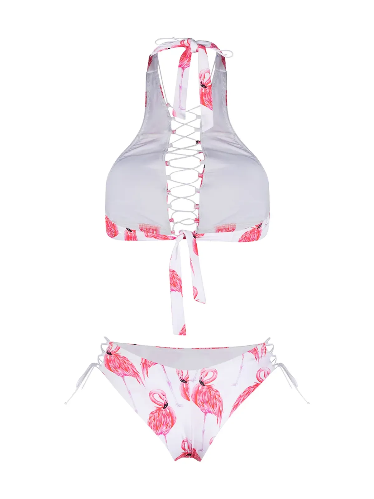 Noire Swimwear アディクテッド・フラミンゴ レースアップビキニ - ホワイト - 画像2