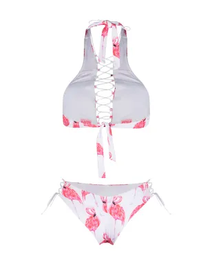 Noire Swimwear アディクテッド・フラミンゴ レースアップビキニ - ホワイト - サムネイル2