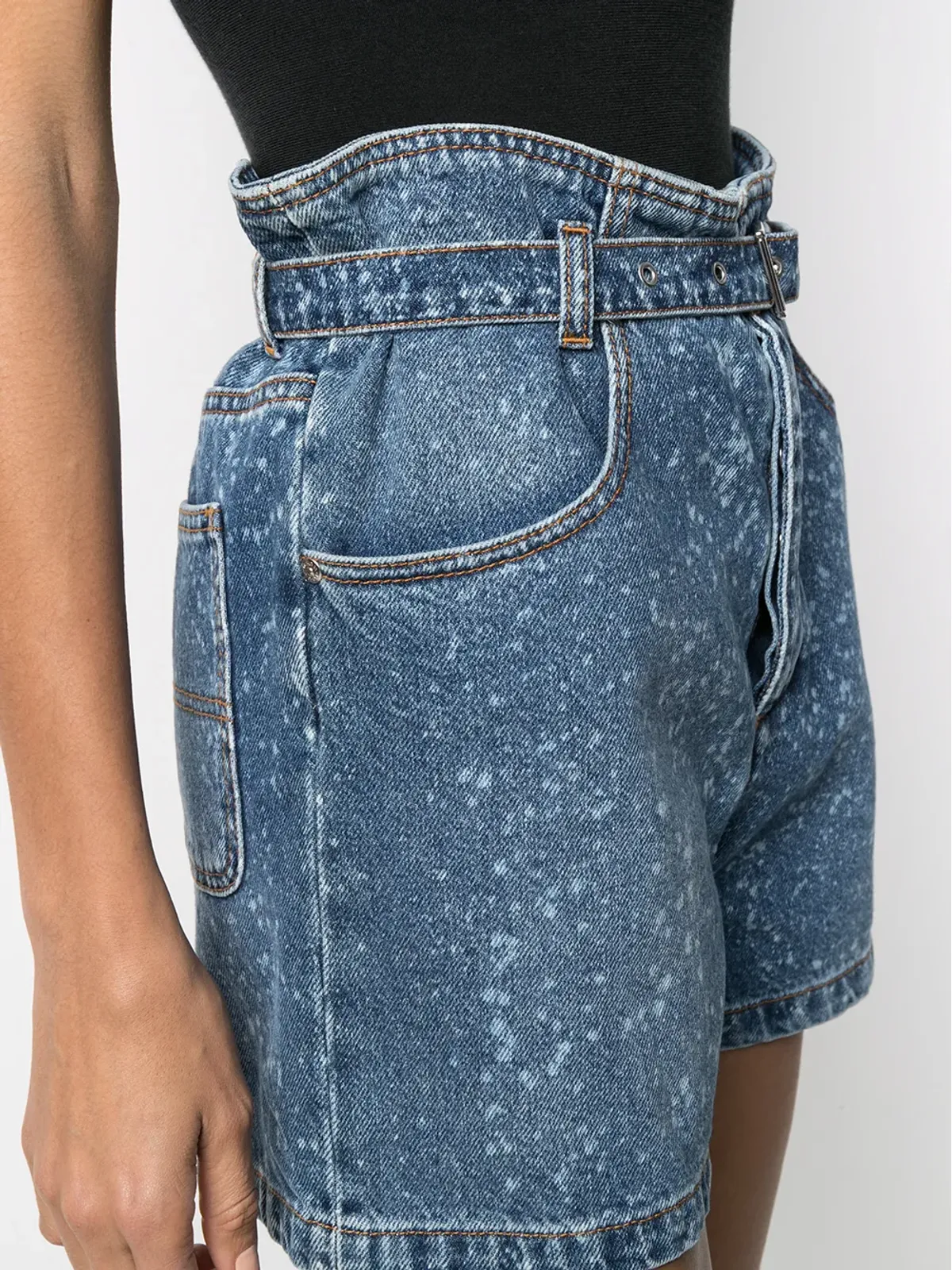 MSGM ペイントスプラッタープリント デニムショーツ - 画像5