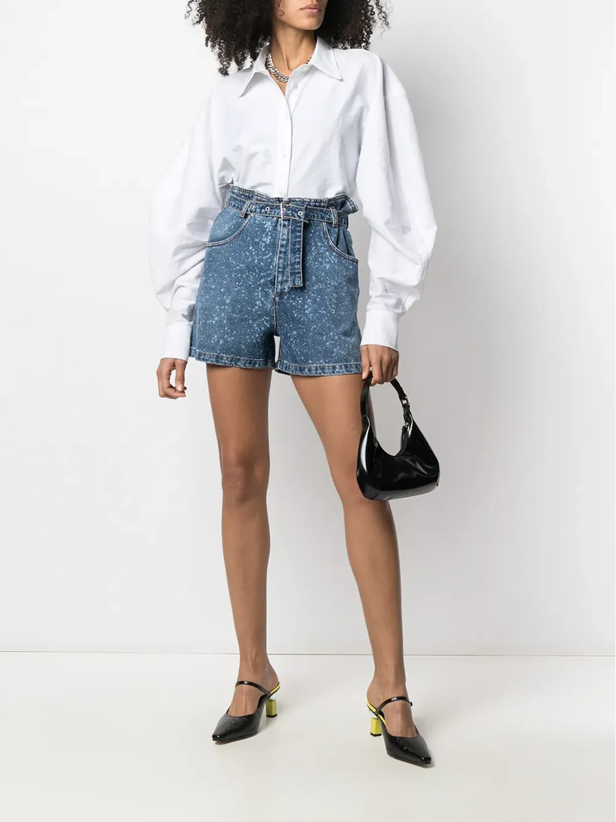 MSGM ペイントスプラッタープリント デニムショーツ - 画像2