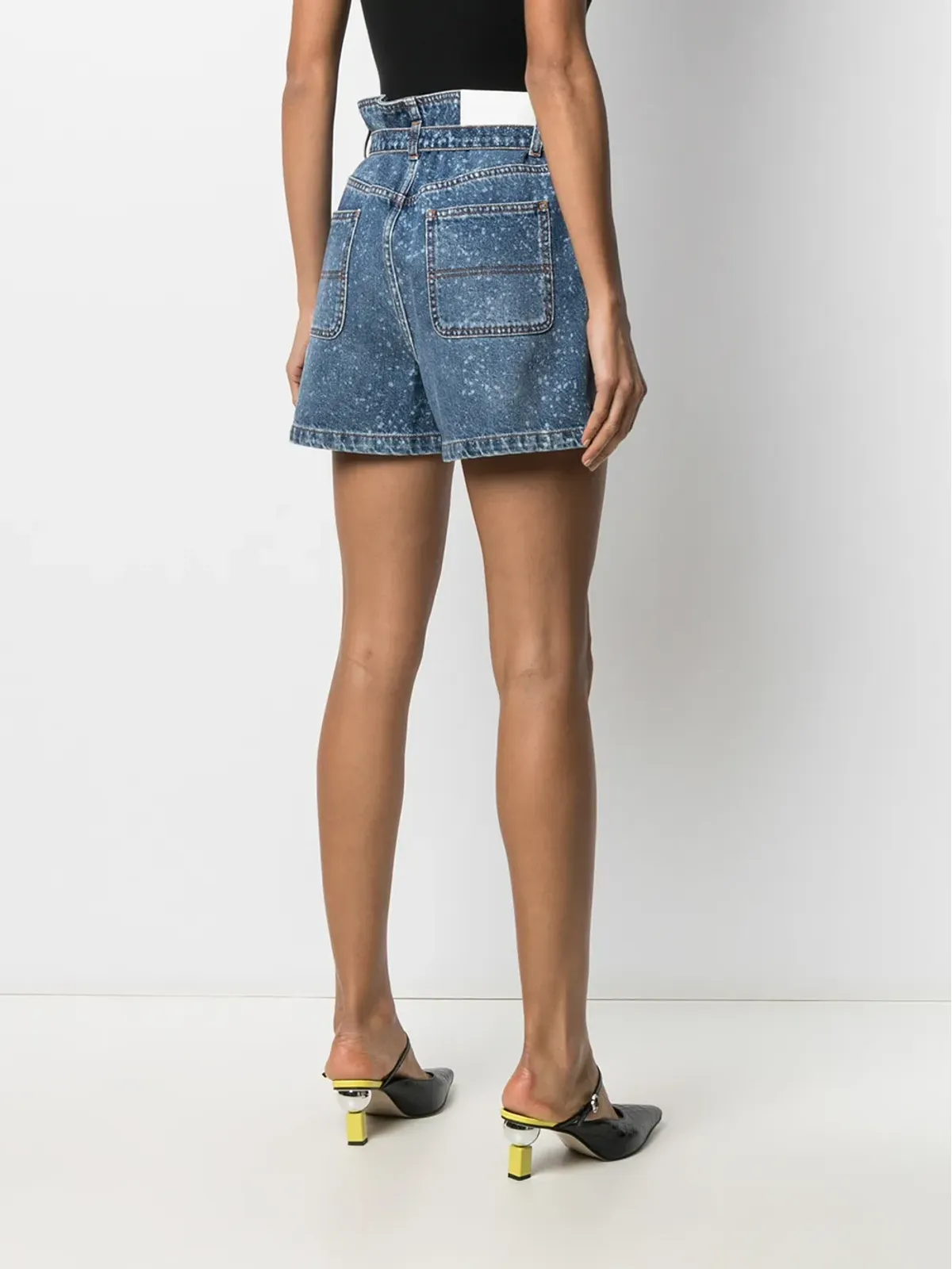 MSGM ペイントスプラッタープリント デニムショーツ - 画像4