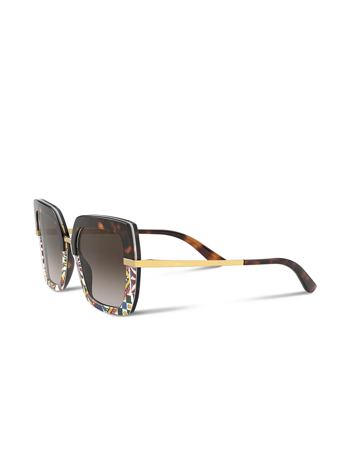 Dolce & Gabbana Eyewear サングラス（スクエアフレーム・プリント／ブラウン） - 画像2